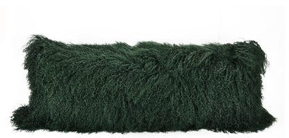 Tibetan/Mongolian Lamb Fur Pillow Cover Vintage Green