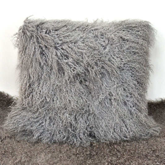 Tibetan/Mongolian Lamb Fur Pillow Cover Grey