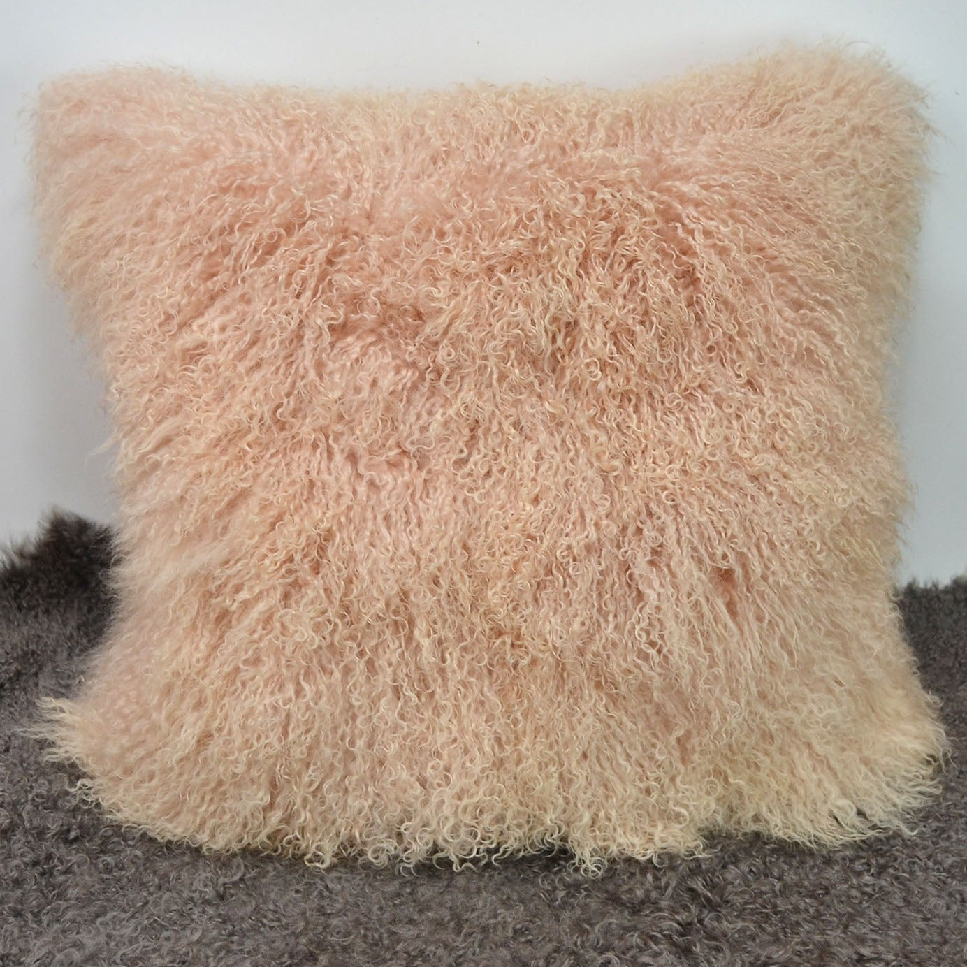 Tibetan/Mongolian Lamb Fur Pillow Cover Dusty Pink