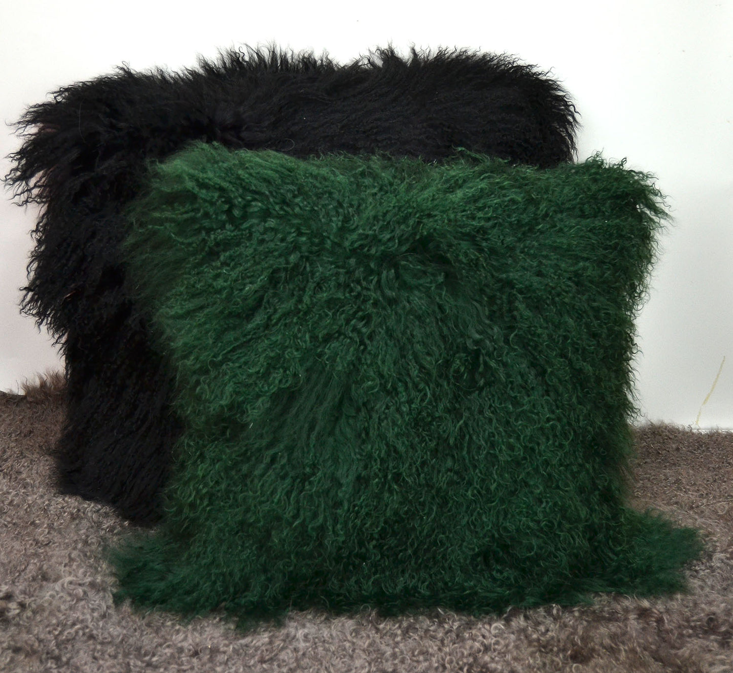 Tibetan/Mongolian Lamb Fur Pillow Cover Vintage Green