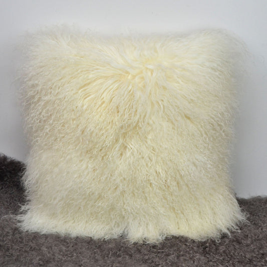 Tibetan/Mongolian Lamb Fur Pillow Cover Beige