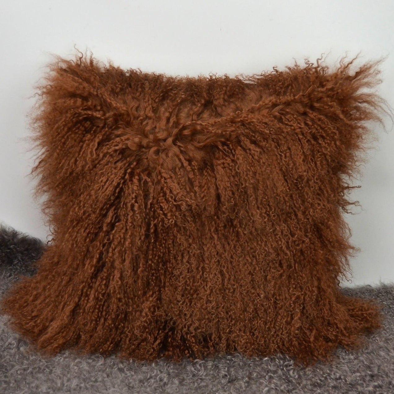 Tibetan/Mongolian Lamb Fur Pillow Cover Mocha