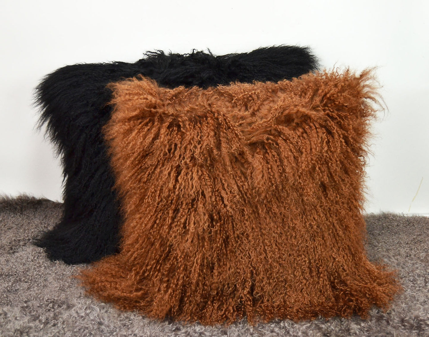 Tibetan/Mongolian Lamb Fur Pillow Cover Mocha