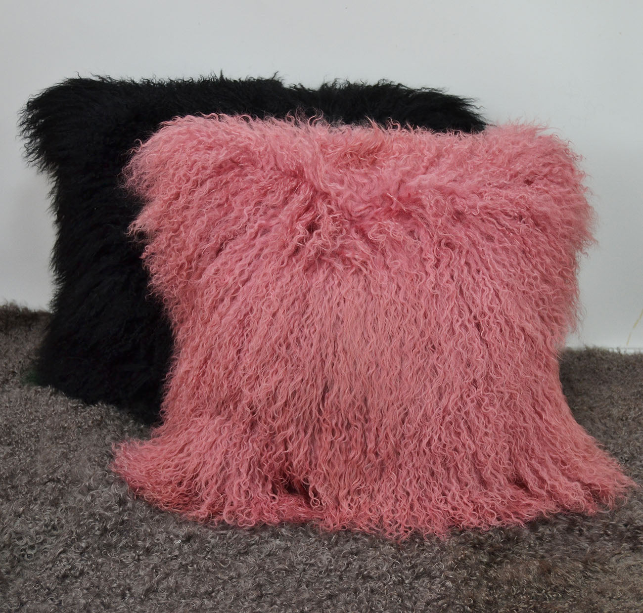 Red mongolian fashion fur pillow