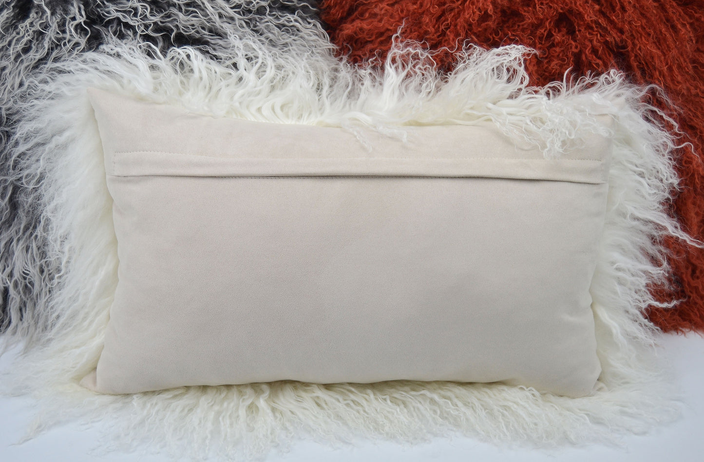 Tibetan/Mongolian Lamb Fur Pillow Cover Natural White