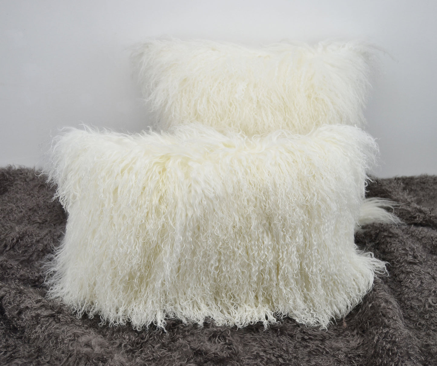 Tibetan/Mongolian Lamb Fur Pillow Cover Natural White