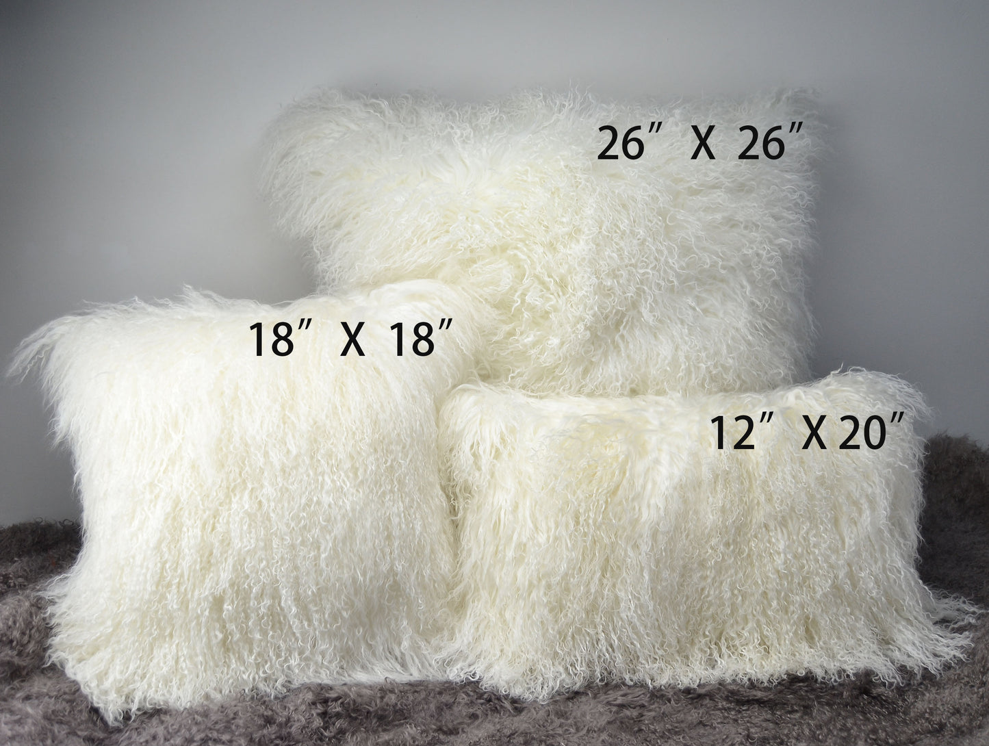 Tibetan/Mongolian Lamb Fur Pillow Cover Natural White