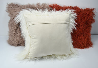 Tibetan/Mongolian Lamb Fur Pillow Cover Natural White