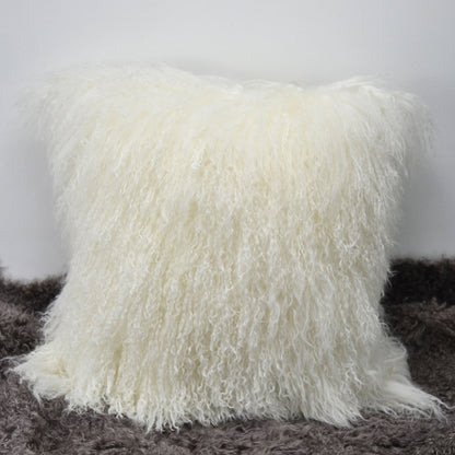 Tibetan/Mongolian Lamb Fur Pillow Cover Natural White