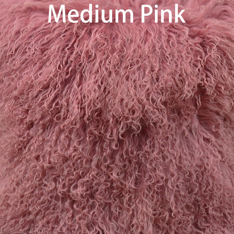 Double Sided Fur Tibetan/Mongolian Lamb Fur Round Pillow