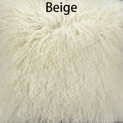 Double Sided Fur Tibetan/Mongolian Lamb Fur Round Pillow