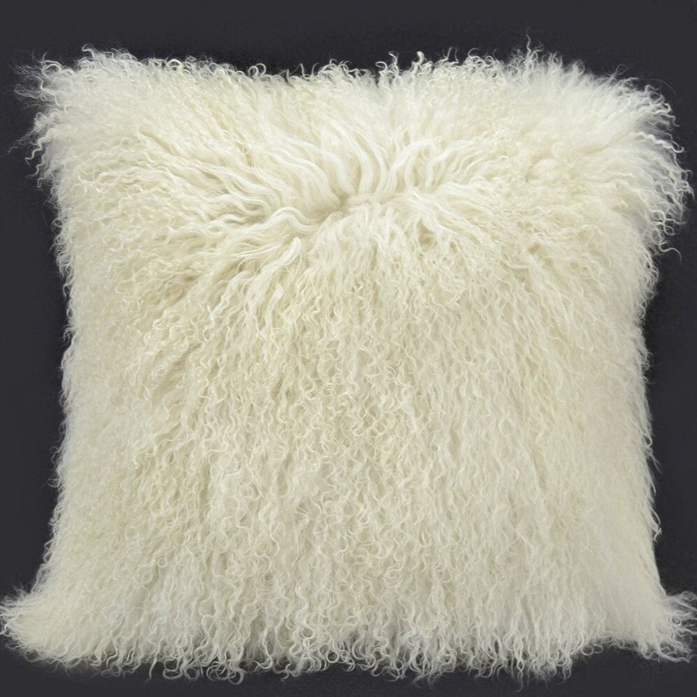 Tibetan/Mongolian Lamb Fur Pillow Cover Beige