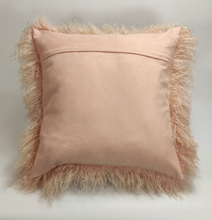 Tibetan/Mongolian Lamb Fur Pillow Cover Dusty Pink