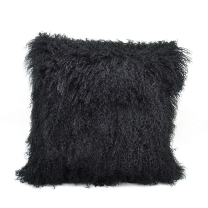 Tibetan/Mongolian Lamb Fur Pillow Cover Black