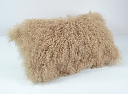 Tibetan/Mongolian Lamb Fur Pillow Cover Dark Beige