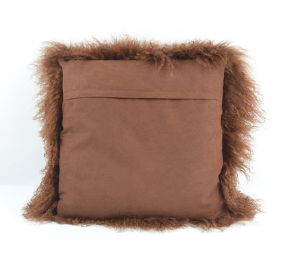 Tibetan/Mongolian Lamb Fur Pillow Cover Mocha