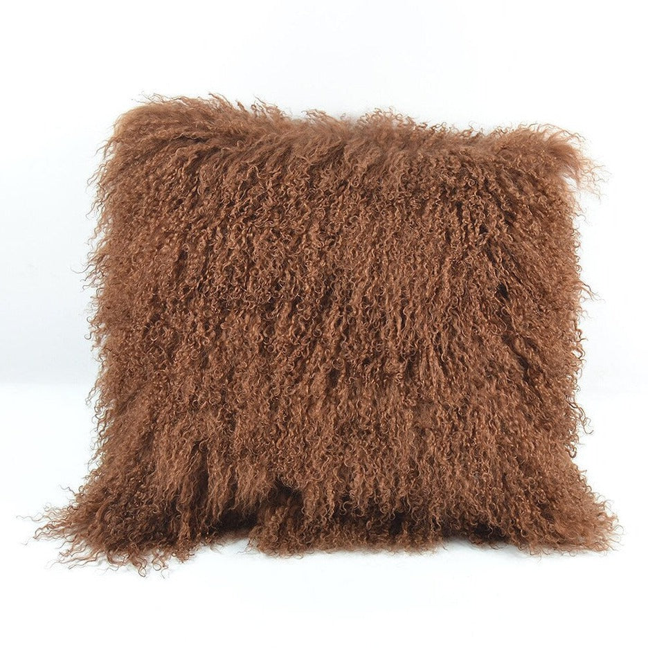 Tibetan/Mongolian Lamb Fur Pillow Cover Mocha