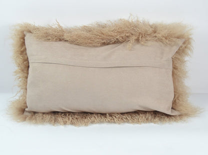 Tibetan/Mongolian Lamb Fur Pillow Cover Dark Beige