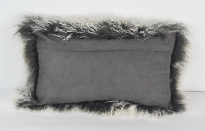 Tibetan/Mongolian Lamb Fur Pillow Cover Frosted Grey