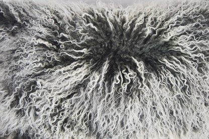 Tibetan/Mongolian Lamb Fur Pillow Cover Frosted Grey