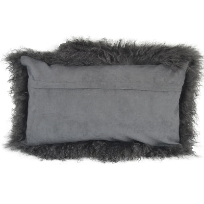 Tibetan/Mongolian Lamb Fur Pillow Cover Charcoal