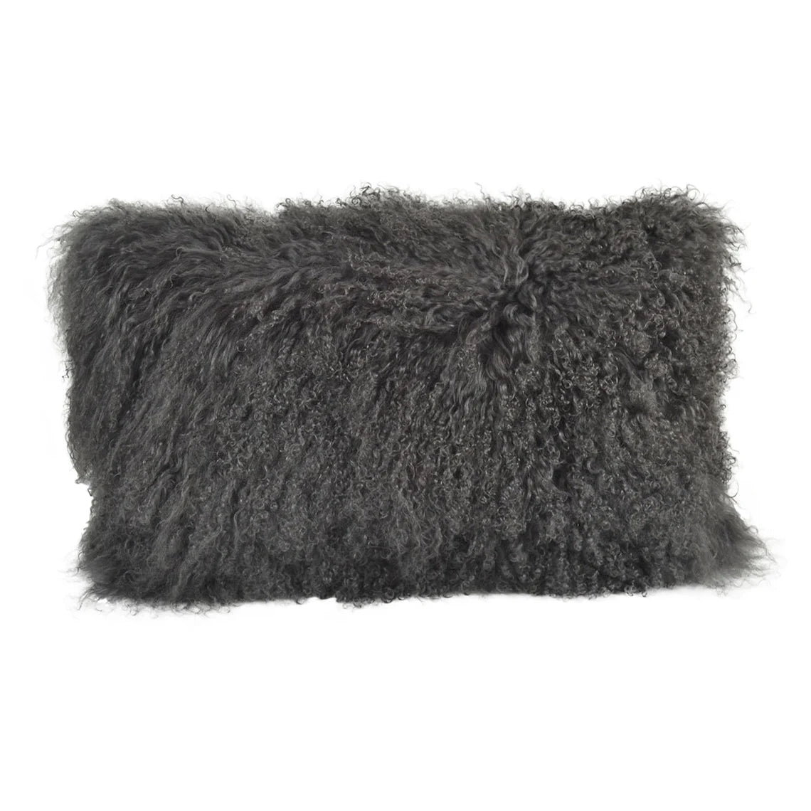 Tibetan/Mongolian Lamb Fur Pillow Cover Charcoal