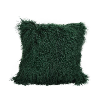 Tibetan/Mongolian Lamb Fur Pillow Cover Vintage Green