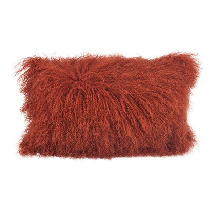 Tibetan/Mongolian Lamb Fur Pillow Cover Rusty Red