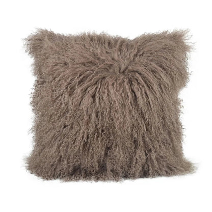 Tibetan/Mongolian Lamb Fur Pillow Cover Khaki