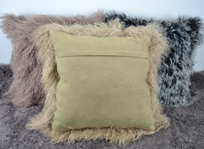 Tibetan/Mongolian Lamb Fur Pillow Cover Dark Beige