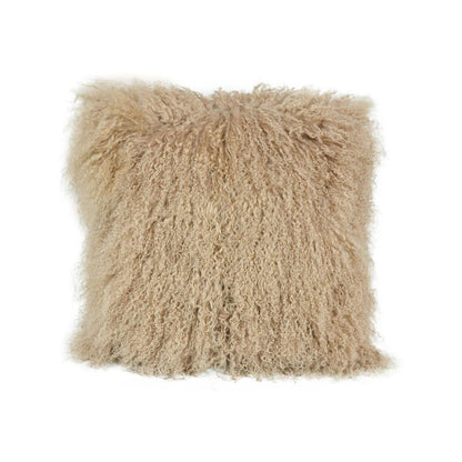 Tibetan/Mongolian Lamb Fur Pillow Cover Dark Beige