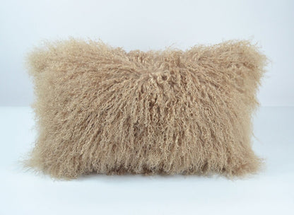 Tibetan/Mongolian Lamb Fur Pillow Cover Dark Beige