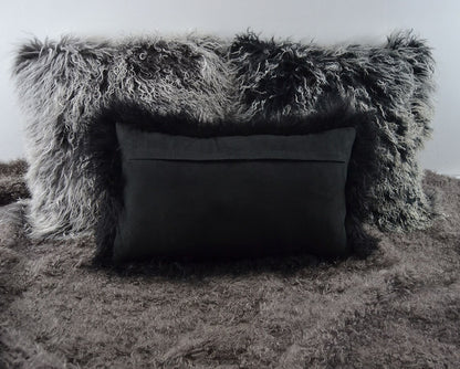 Tibetan/Mongolian Lamb Fur Pillow Cover Black