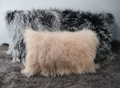 Tibetan/Mongolian Lamb Fur Pillow Cover Dusty Pink