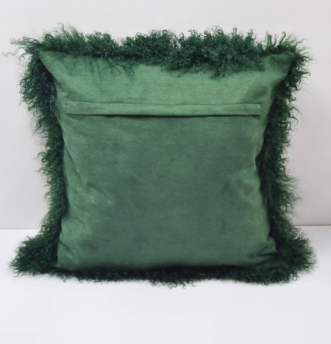 Tibetan/Mongolian Lamb Fur Pillow Cover Vintage Green