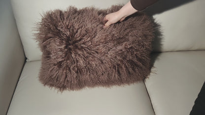 Tibetan/Mongolian Lamb Fur Pillow Cover Tan Brown