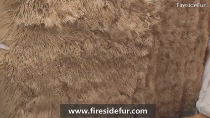 Mongolian /Tibetan lamb fur rug dark beige