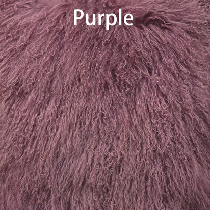 Double Sided Fur Tibetan/Mongolian Lamb Fur Round Pillow